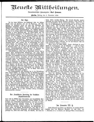 Neueste Mittheilungen on Nov 2, 1894