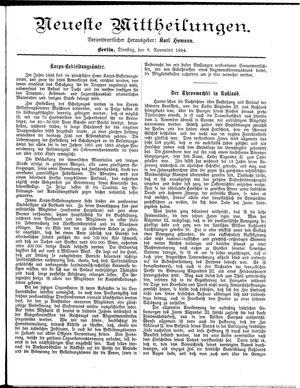 Neueste Mittheilungen vom 06.11.1894