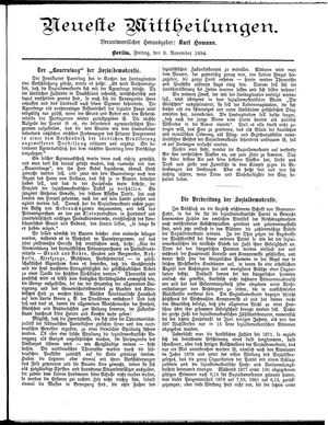 Neueste Mittheilungen vom 09.11.1894