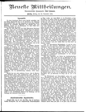 Neueste Mittheilungen vom 23.11.1894