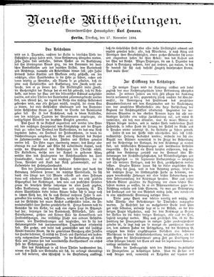 Neueste Mittheilungen vom 27.11.1894