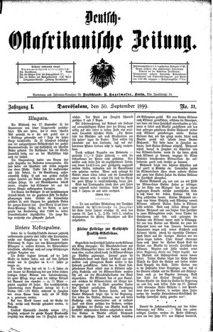 Deutsch-Ostafrikanische Zeitung vom 30.09.1899