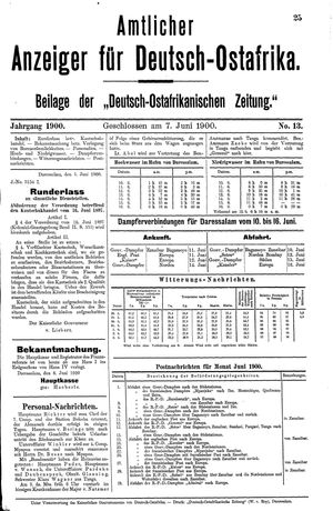 Deutsch-Ostafrikanische Zeitung on Jun 7, 1900
