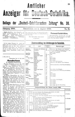 Deutsch-Ostafrikanische Zeitung on Aug 2, 1900