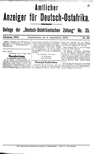 Deutsch-Ostafrikanische Zeitung vom 06.09.1900