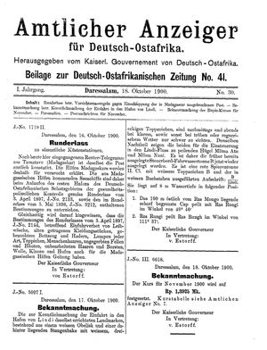 Deutsch-Ostafrikanische Zeitung on Oct 18, 1900