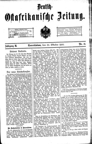 Deutsch-Ostafrikanische Zeitung vom 20.10.1900