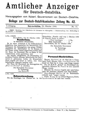 Deutsch-Ostafrikanische Zeitung on Oct 25, 1900