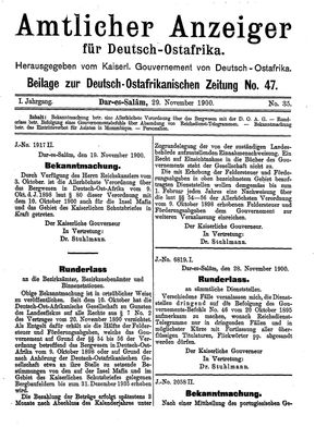 Deutsch-Ostafrikanische Zeitung on Nov 29, 1900
