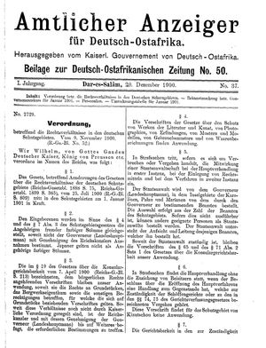 Deutsch-Ostafrikanische Zeitung on Dec 20, 1900