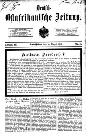 Deutsch-Ostafrikanische Zeitung vom 10.08.1901