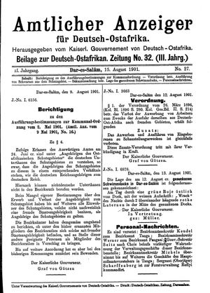 Deutsch-Ostafrikanische Zeitung on Aug 15, 1901