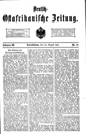 Deutsch-Ostafrikanische Zeitung vom 24.08.1901