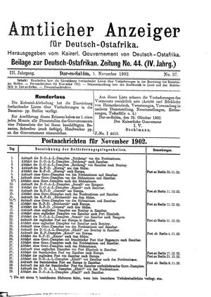 Deutsch-Ostafrikanische Zeitung vom 01.11.1902