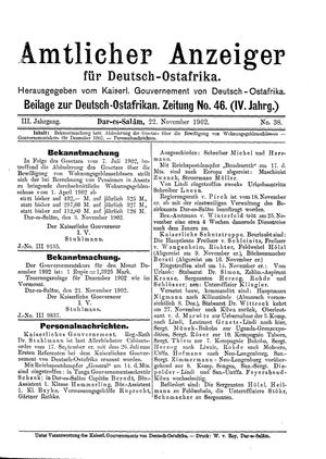 Deutsch-Ostafrikanische Zeitung on Nov 22, 1902