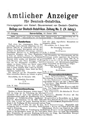 Deutsch-Ostafrikanische Zeitung on Jan 10, 1903