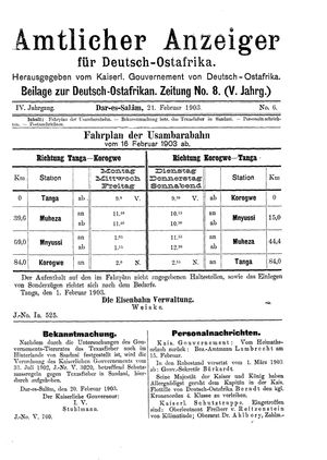 Deutsch-Ostafrikanische Zeitung on Feb 21, 1903