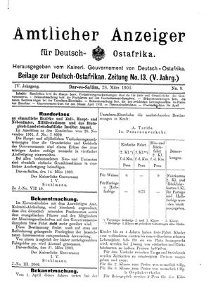 Deutsch-Ostafrikanische Zeitung on Mar 28, 1903