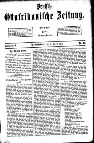 Deutsch-Ostafrikanische Zeitung on Apr 4, 1903