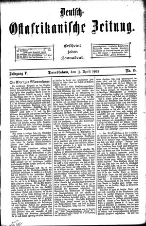 Deutsch-Ostafrikanische Zeitung on Apr 11, 1903