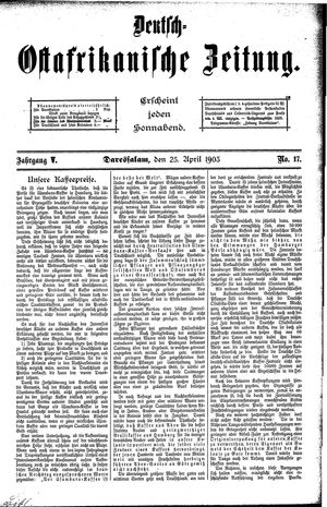 Deutsch-Ostafrikanische Zeitung vom 25.04.1903