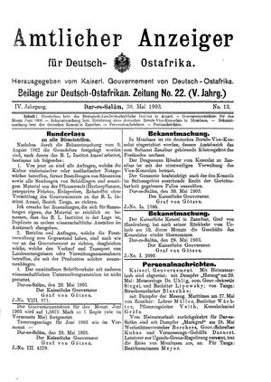 Deutsch-Ostafrikanische Zeitung vom 30.05.1903