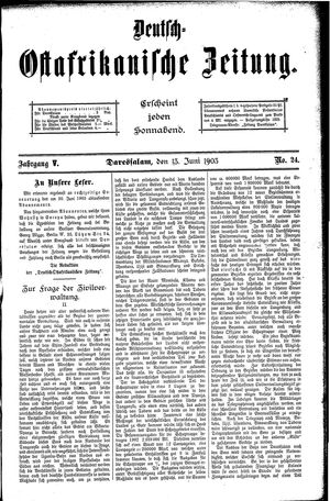 Deutsch-Ostafrikanische Zeitung on Jun 13, 1903