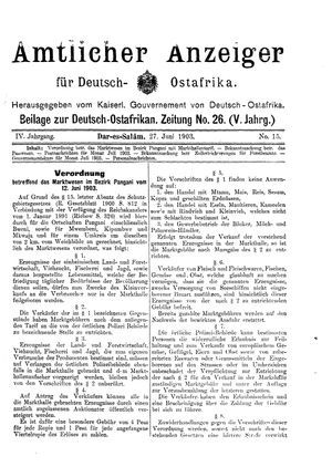 Deutsch-Ostafrikanische Zeitung on Jun 27, 1903