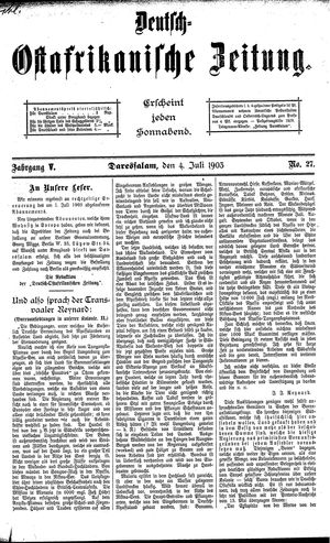 Deutsch-Ostafrikanische Zeitung on Jul 4, 1903