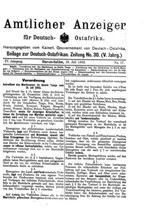 Deutsch-Ostafrikanische Zeitung on Jul 25, 1903