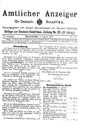 Deutsch-Ostafrikanische Zeitung on Aug 8, 1903