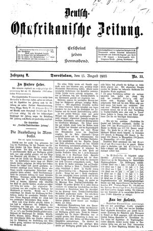 Deutsch-Ostafrikanische Zeitung vom 15.08.1903