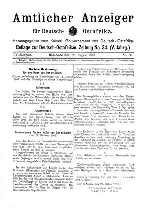 Deutsch-Ostafrikanische Zeitung vom 22.08.1903