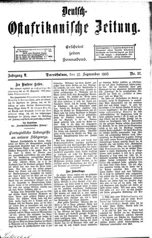 Deutsch-Ostafrikanische Zeitung on Sep 12, 1903