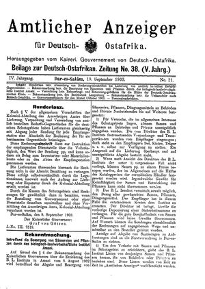 Deutsch-Ostafrikanische Zeitung vom 19.09.1903