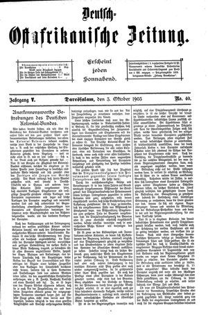 Deutsch-Ostafrikanische Zeitung on Oct 3, 1903