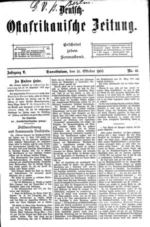 Deutsch-Ostafrikanische Zeitung vom 10.10.1903