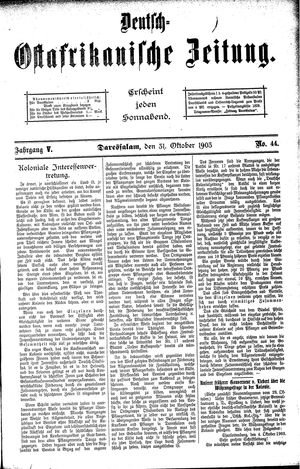 Deutsch-Ostafrikanische Zeitung vom 31.10.1903
