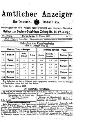 Deutsch-Ostafrikanische Zeitung vom 31.10.1903