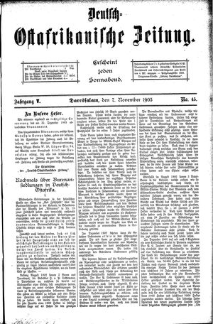 Deutsch-Ostafrikanische Zeitung vom 07.11.1903