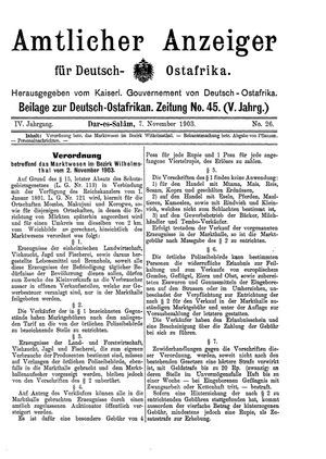 Deutsch-Ostafrikanische Zeitung on Nov 7, 1903