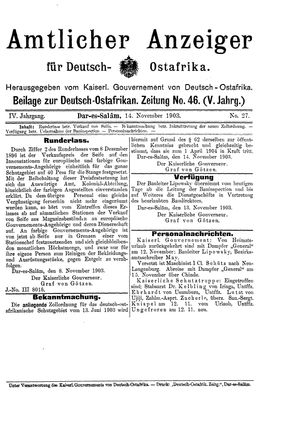 Deutsch-Ostafrikanische Zeitung on Nov 14, 1903