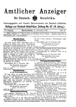 Deutsch-Ostafrikanische Zeitung on Nov 21, 1903