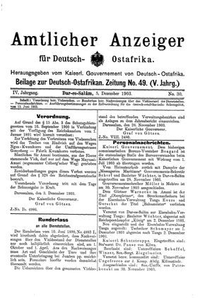 Deutsch-Ostafrikanische Zeitung on Dec 5, 1903