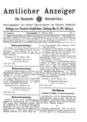 Deutsch-Ostafrikanische Zeitung on Feb 27, 1904
