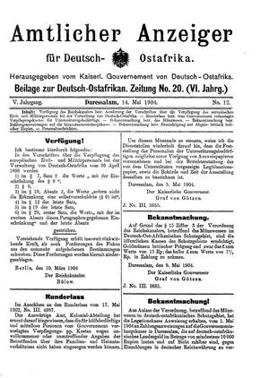 Deutsch-Ostafrikanische Zeitung on May 14, 1904