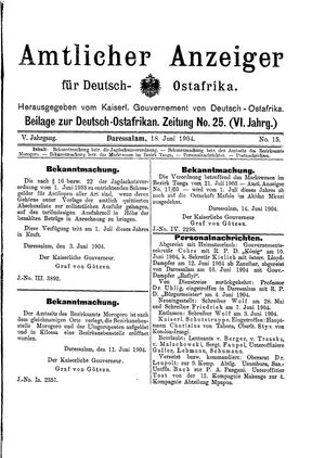 Deutsch-Ostafrikanische Zeitung on Jun 18, 1904