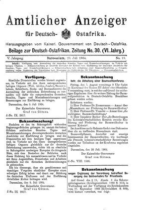 Deutsch-Ostafrikanische Zeitung on Jul 23, 1904