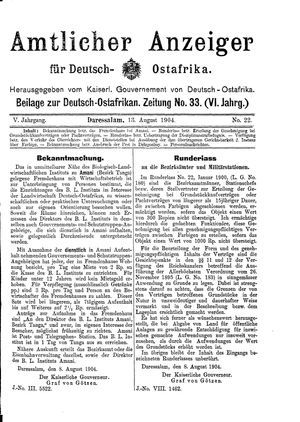 Deutsch-Ostafrikanische Zeitung on Aug 13, 1904
