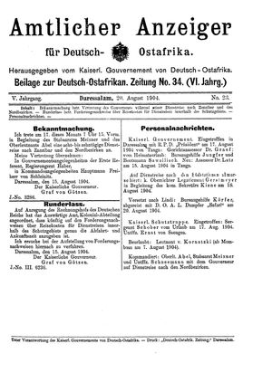 Deutsch-Ostafrikanische Zeitung vom 20.08.1904
